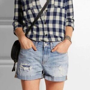 Madewell high rise cuffed denim jean shorts distressed Size 32 light wash NWT